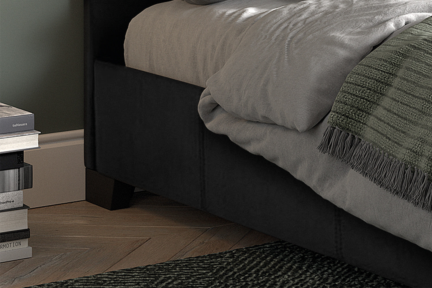Bed 'Roma' 140x200 met lattenbodem PU Zwart