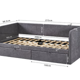 Bed 'Parma' 90x200 met lattenbodem Stof Grijs