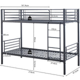 Stapelbed 'Sammy' 90x200 Splitsbaar Metaal Donkergrijs
