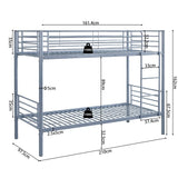 Stapelbed 'Sammy' 90x200 Splitsbaar Metaal Lichtgrijs