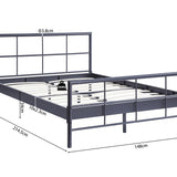 Bed 'Davy' 140x200 Metaal Donkergrijs