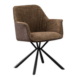 Stoel 'Lucie' Bouclé Zand Rug PU Bruin