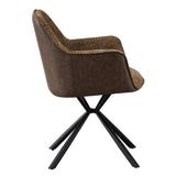 Stoel 'Lucie' Bouclé Zand Rug PU Bruin