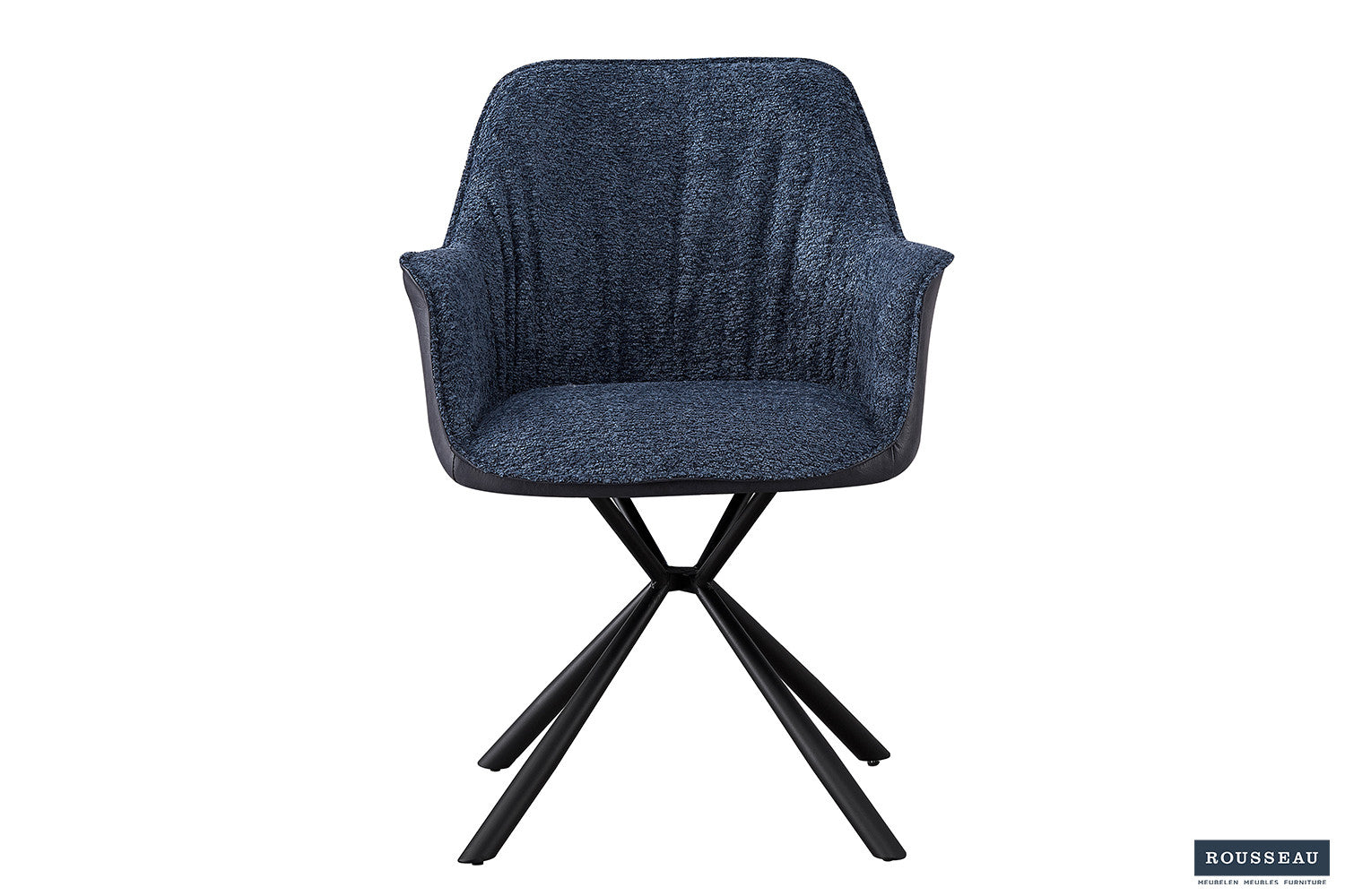 SALE - Stoel 'Lucie' Bouclé Blauw Rug PU Blauw