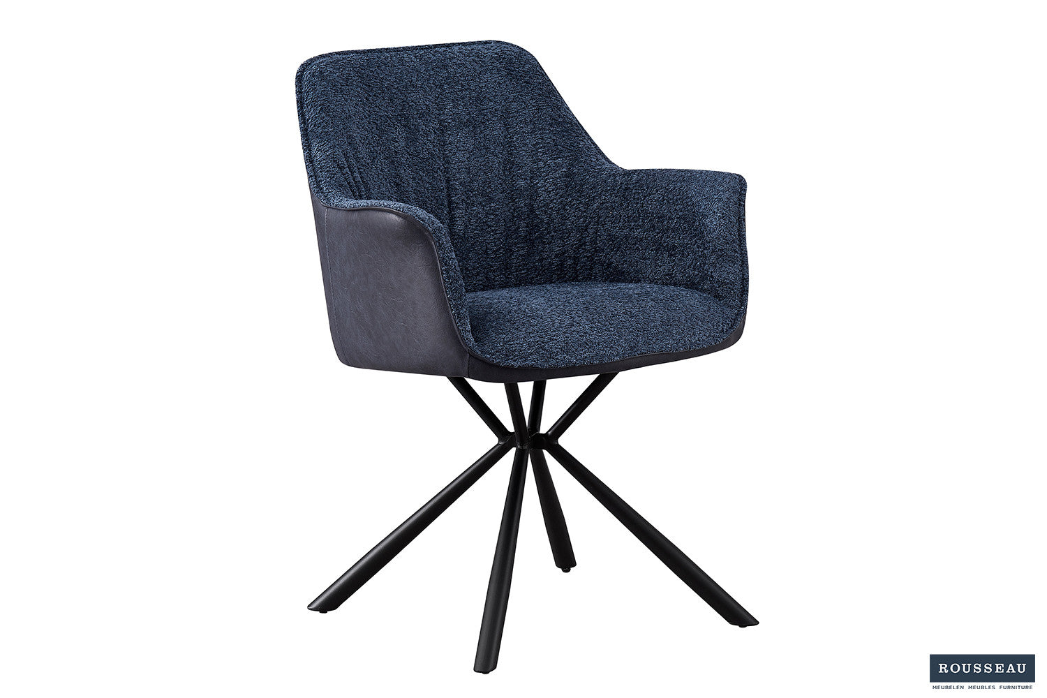 SALE - Stoel 'Lucie' Bouclé Blauw Rug PU Blauw