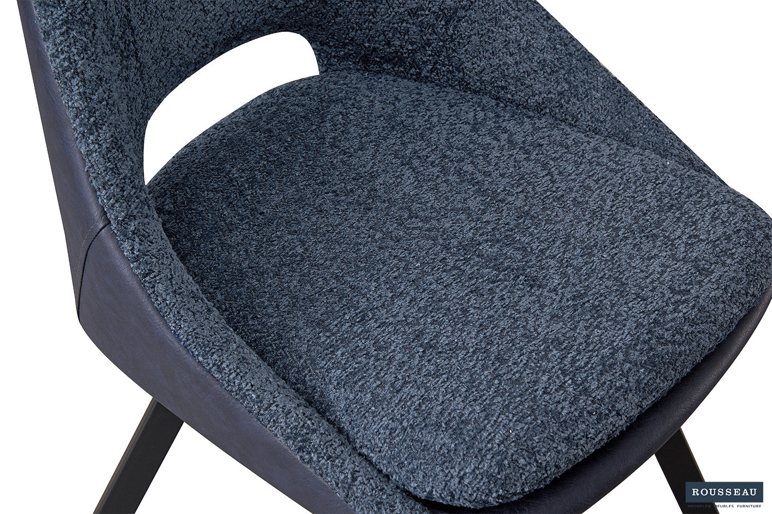 SALE - Stoel 'Filou' Bouclé Blauw Rug PU Blauw