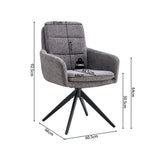 Stoel 'Lisold' Draaibaar tot 0 Stof Fabb Raven 13 Donkergrijs