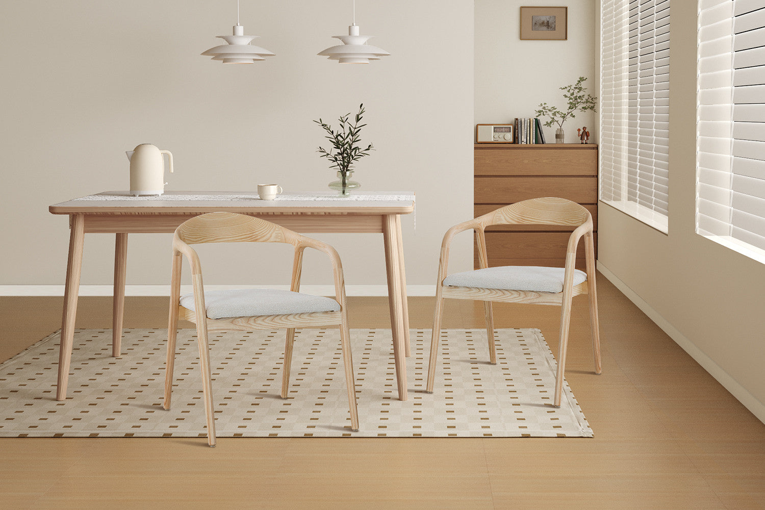 Stoel 'Claire' Essenhout Stof Ote Milan 103 Beige