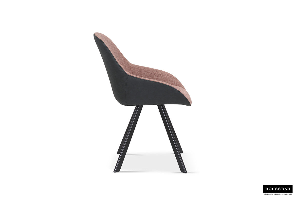 SALE - Stoel 'Jan' Stof Roze Rug PU Donkergrijs