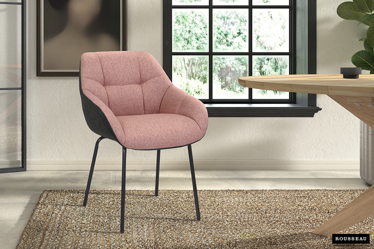 SALE - Stoel 'Sem' Stof Roze Rug PU Donkergrijs
