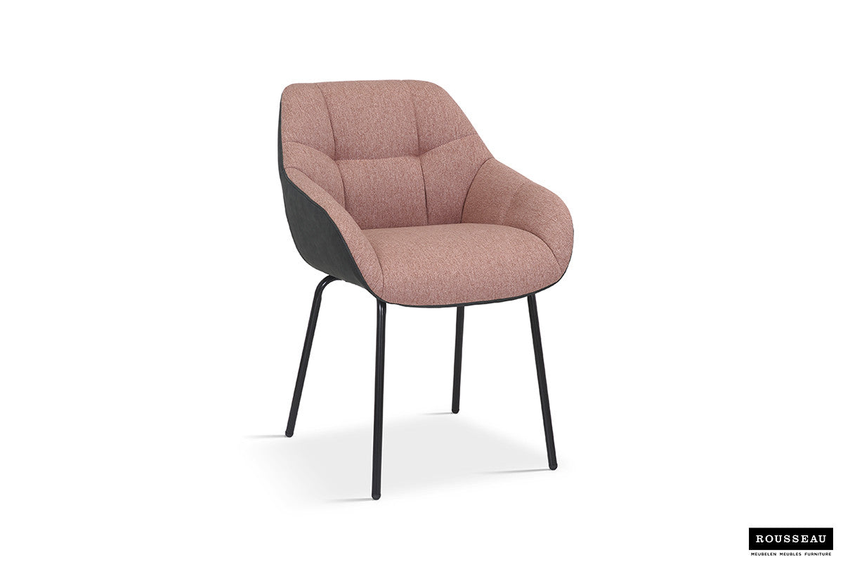 SALE - Stoel 'Sem' Stof Roze Rug PU Donkergrijs