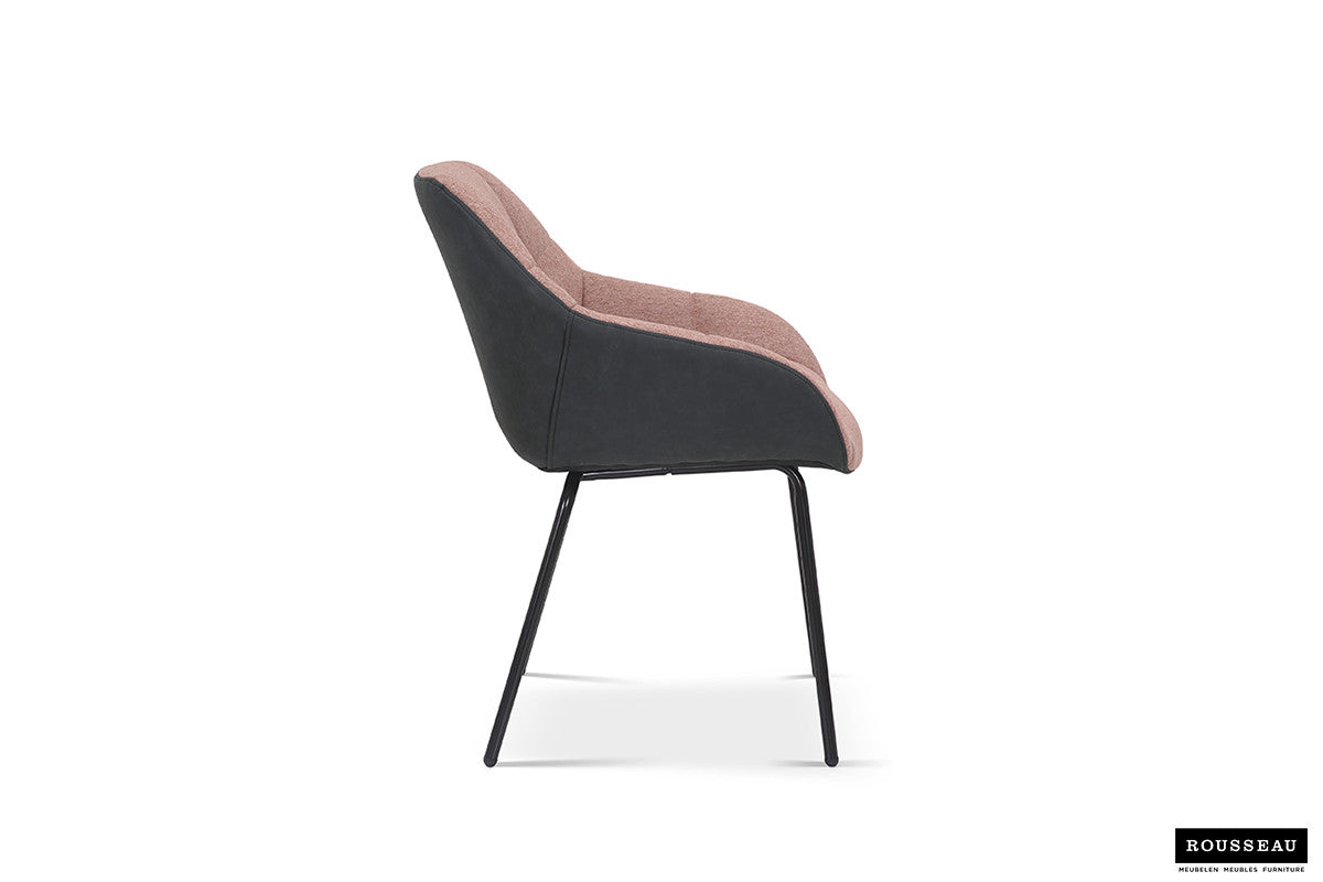 SALE - Stoel 'Sem' Stof Roze Rug PU Donkergrijs