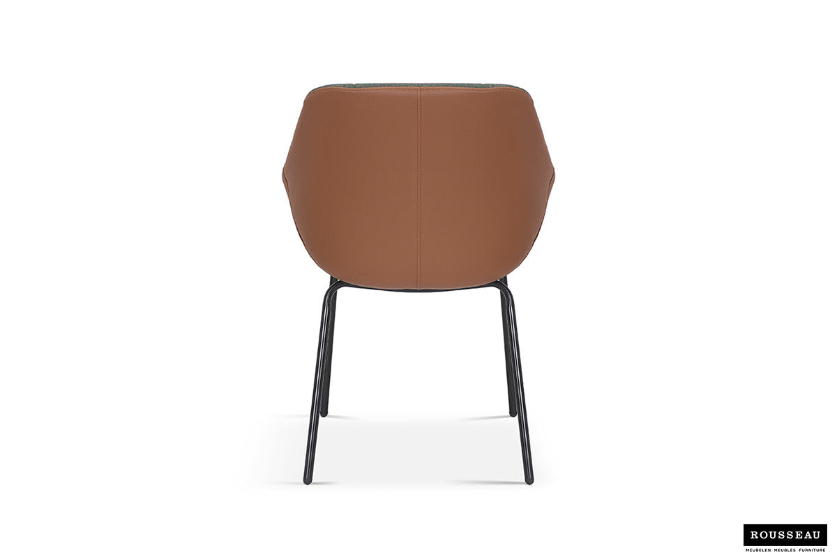 SALE - Stoel 'Sem' Stof Groen Rug PU Cognac