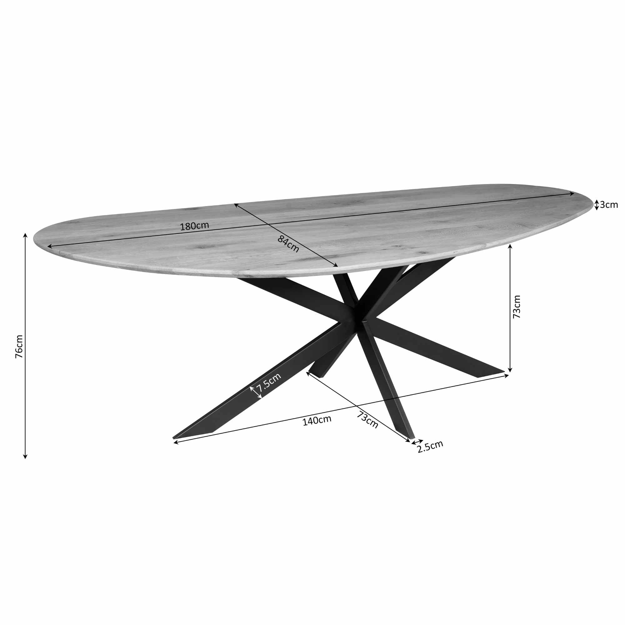 Eettafel Cloud | | Eiken | Zwart