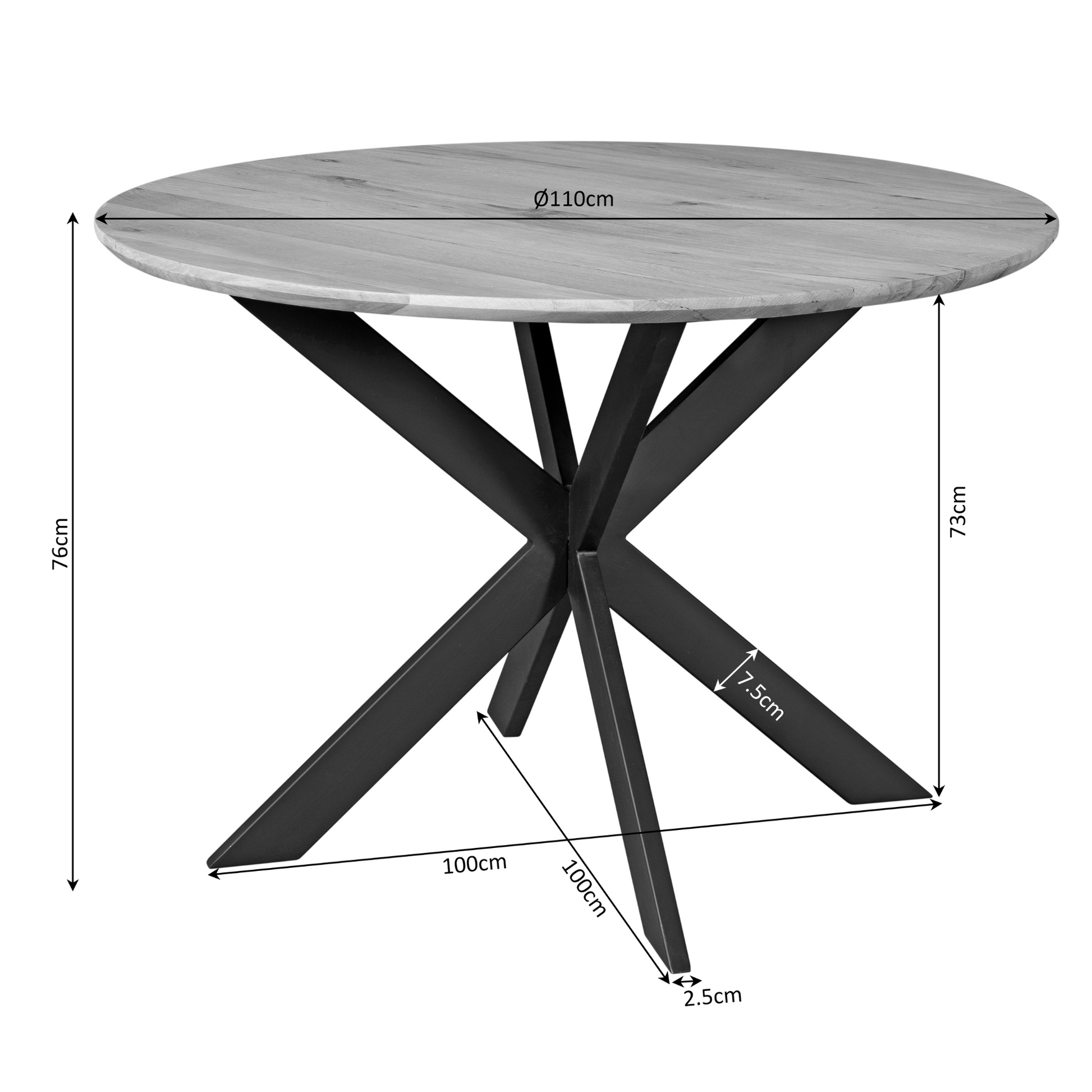 Eiken eettafel Ferris | Rond | Naturel