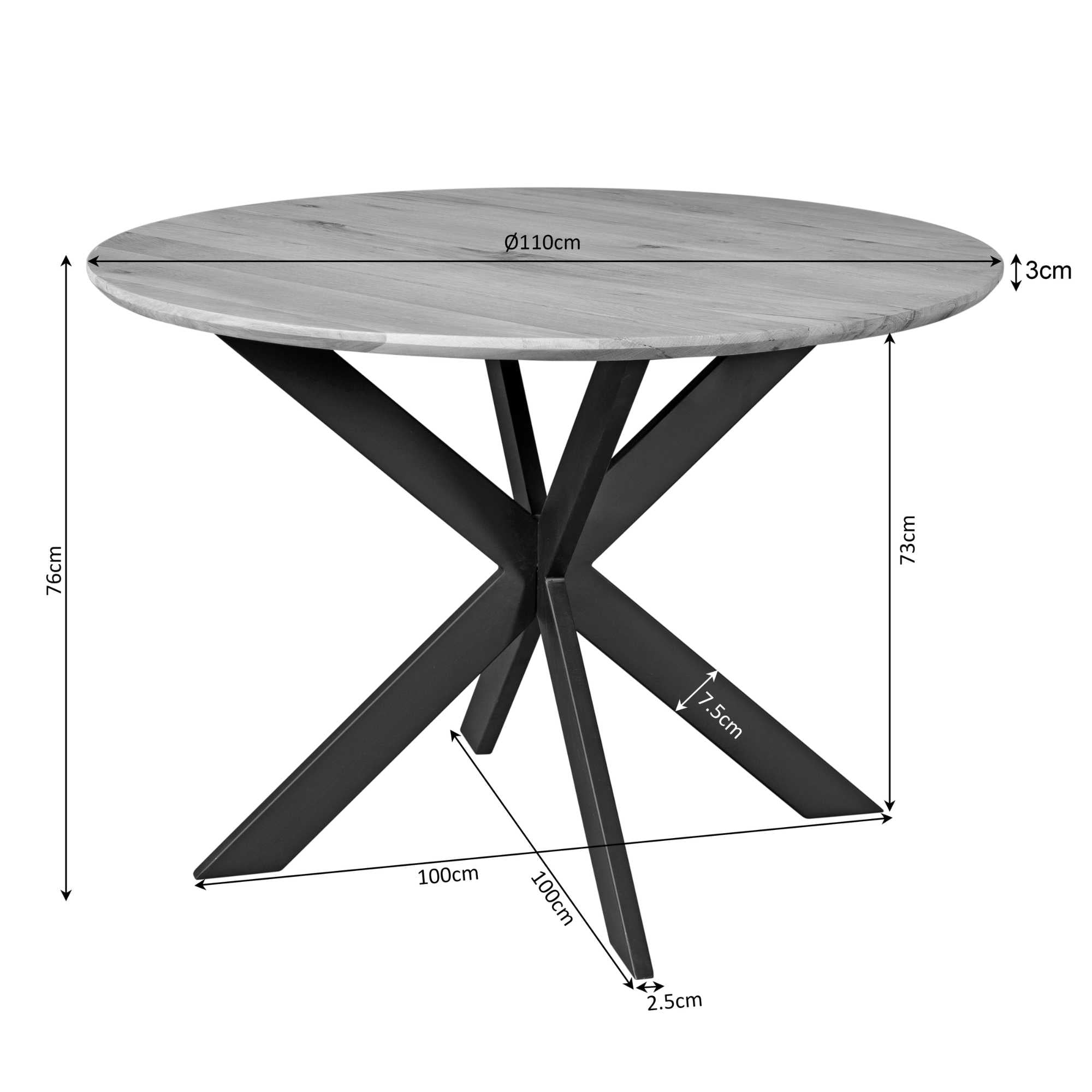 Eiken eettafel Ferris | Rond | Brown