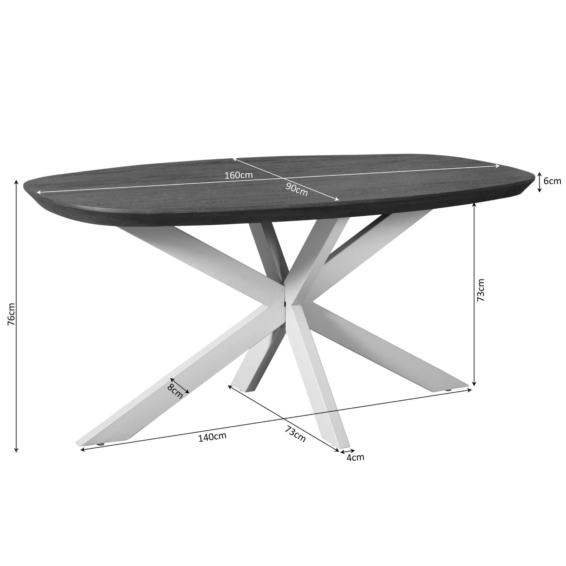 Eettafel Madison Brown | | Deens Ovaal | Poot Black