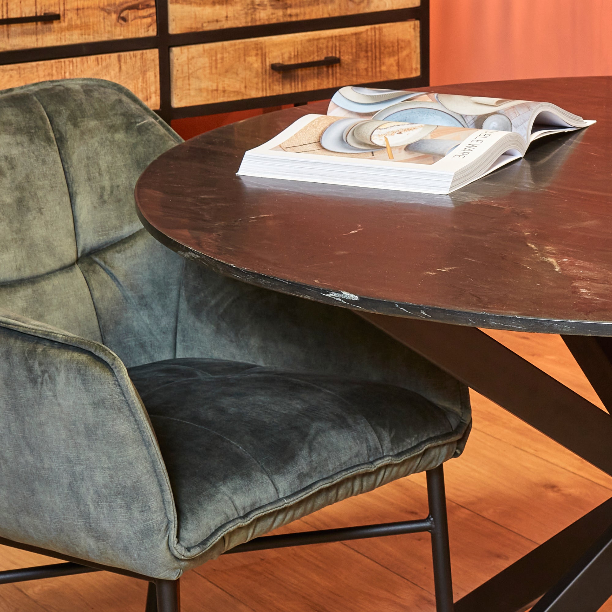 Eettafel Lynn Black marble | | Rond