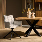 Eetkamerstoel Dani Velvet | Champagne | Met armleuning