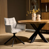 Eetkamerstoel Dani Velvet | Champagne | Met armleuning