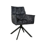 Eetkamerstoel Dani Velvet | Antraciet | Met armleuning
