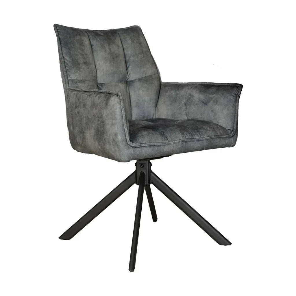 Eetkamerstoel Dani Velvet | Blue | Met armleuning