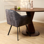 Eetkamerstoel Emma Velvet | Dark Grey | Met armleuning