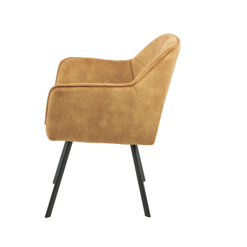 Eetkamerstoel Emma Velvet | Yellow | Met armleuning