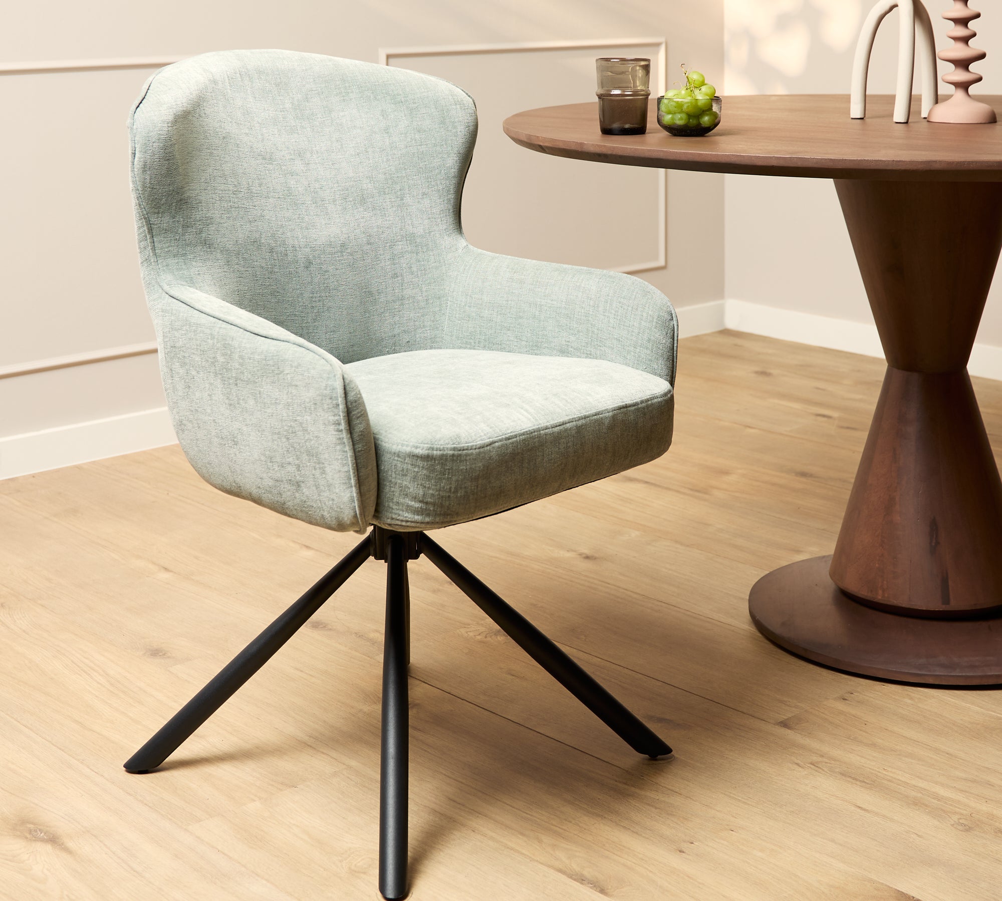 Eetkamerstoel Hanna | Water Green | Met armleuning