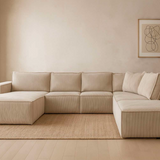 U-bank | LOREYA  | Beige | Ribstof Corduroy