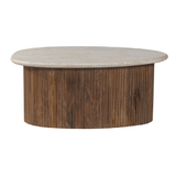 Salontafel 'Louis' 90 cm Mango hout met Travertin Beige