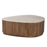 Salontafel 'Nolan' 100 cm Mango hout met Travetin Beige