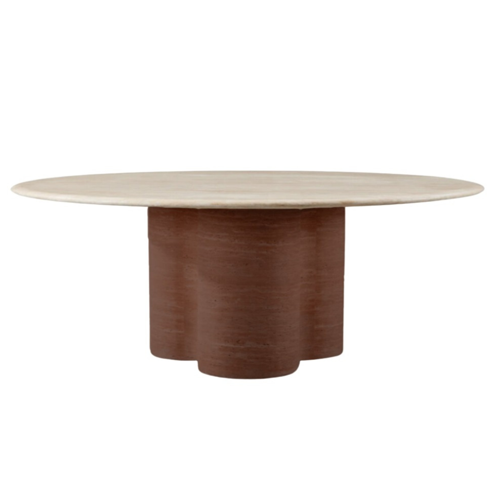 Eettafel Bellaro Rond – Rond Marmer en Donker Hout