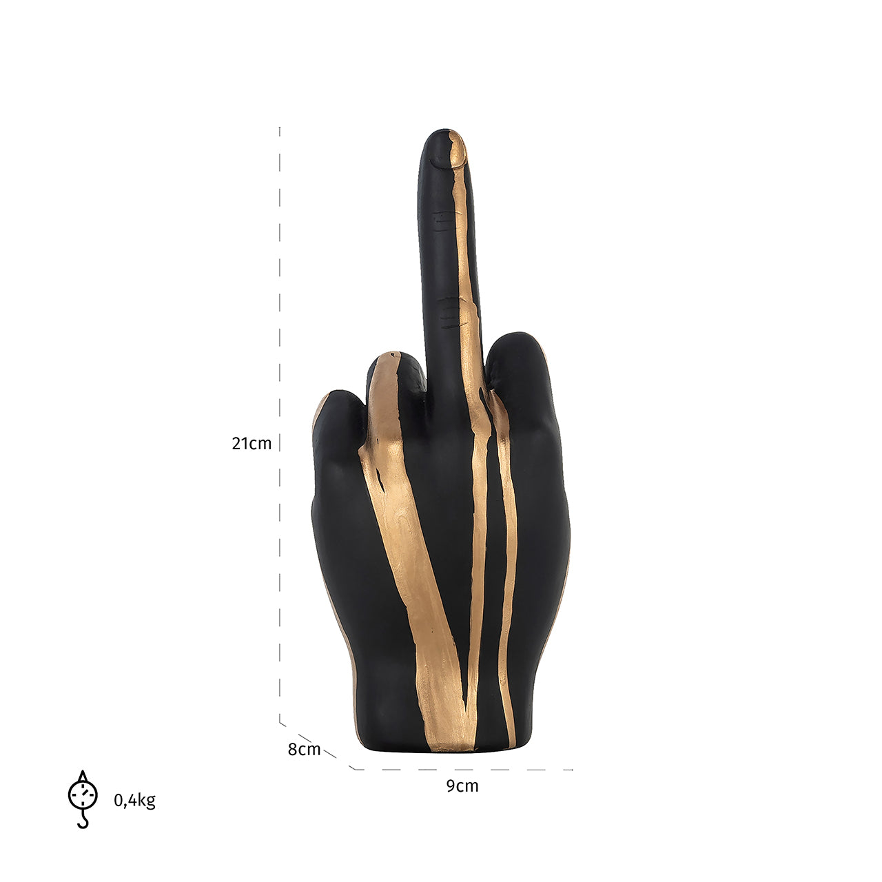 Deco object hand digitus (Black/gold)