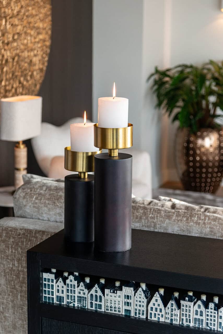 Kandelaar Caya klein (Black/gold)