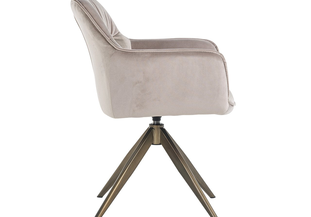 Draaistoel Aline khaki fluweel brandvertragend (FR-Quartz 903 Khaki)