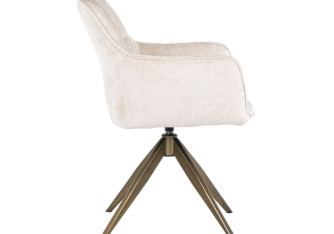 Draaistoel Aline wit chenille brandvertragend (FR-Bergen 900 wit chenille)