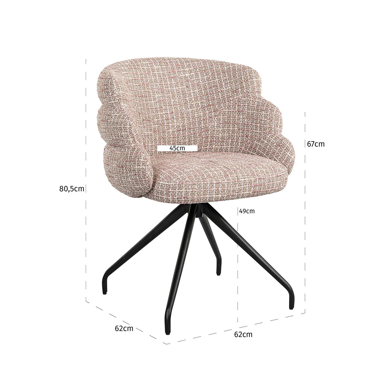 Draaistoel Kayla trendy roze (Be trendy 1673 roze)