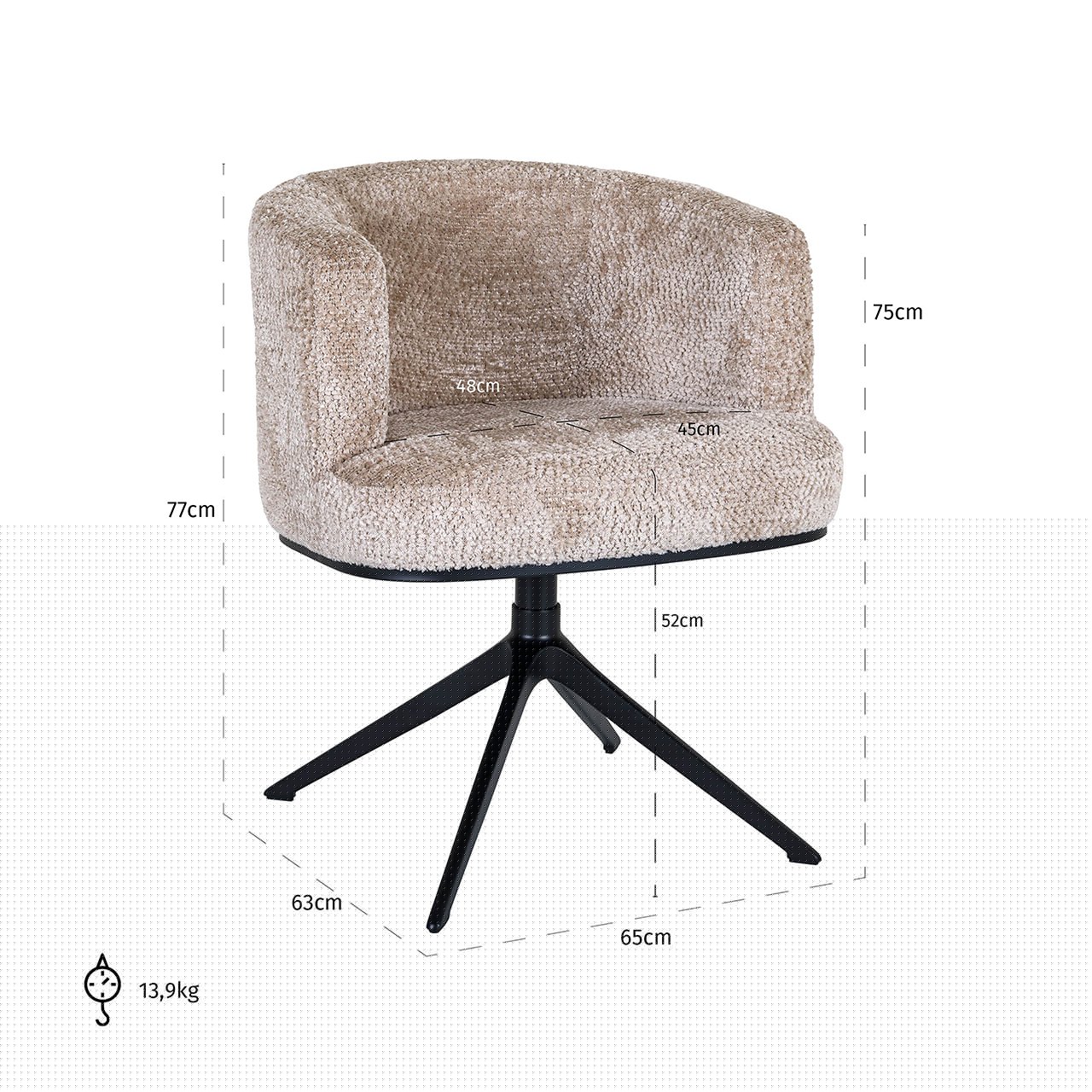 Draaistoel Cheyenne heerlijk beige (Be Lovely 170 Beige)