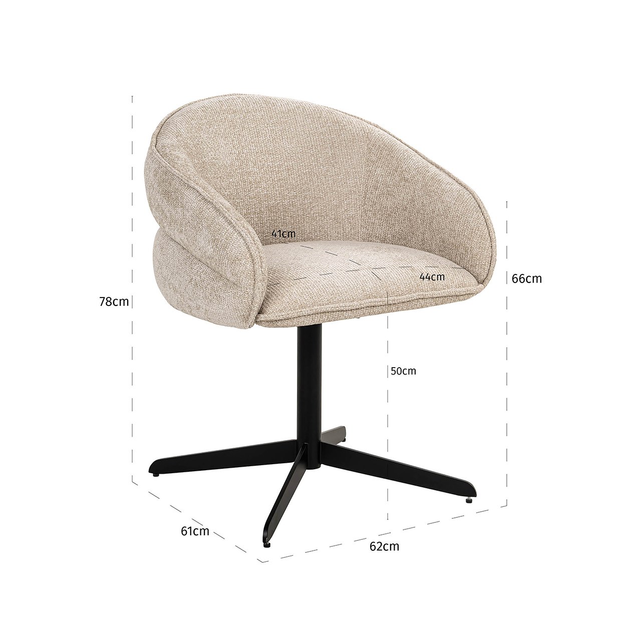 Draaifauteuil Angelina cream unicorn (Unicorn 11 cream)